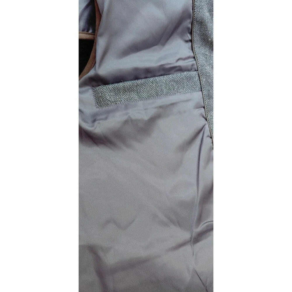 Pronto Uomo Full Zip Blue/Brown Quilted Vest Lined With Inside Pocket SZ L New